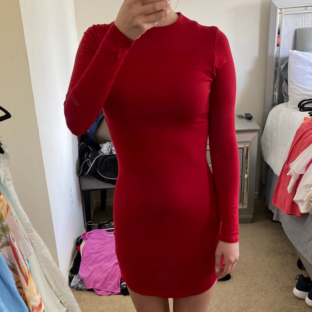 Red long sleeve dress